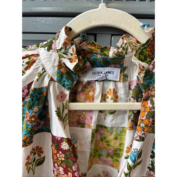 NWOT Olivia James floral patchwork top, Lrg $118, G11 - Picture 2 of 6